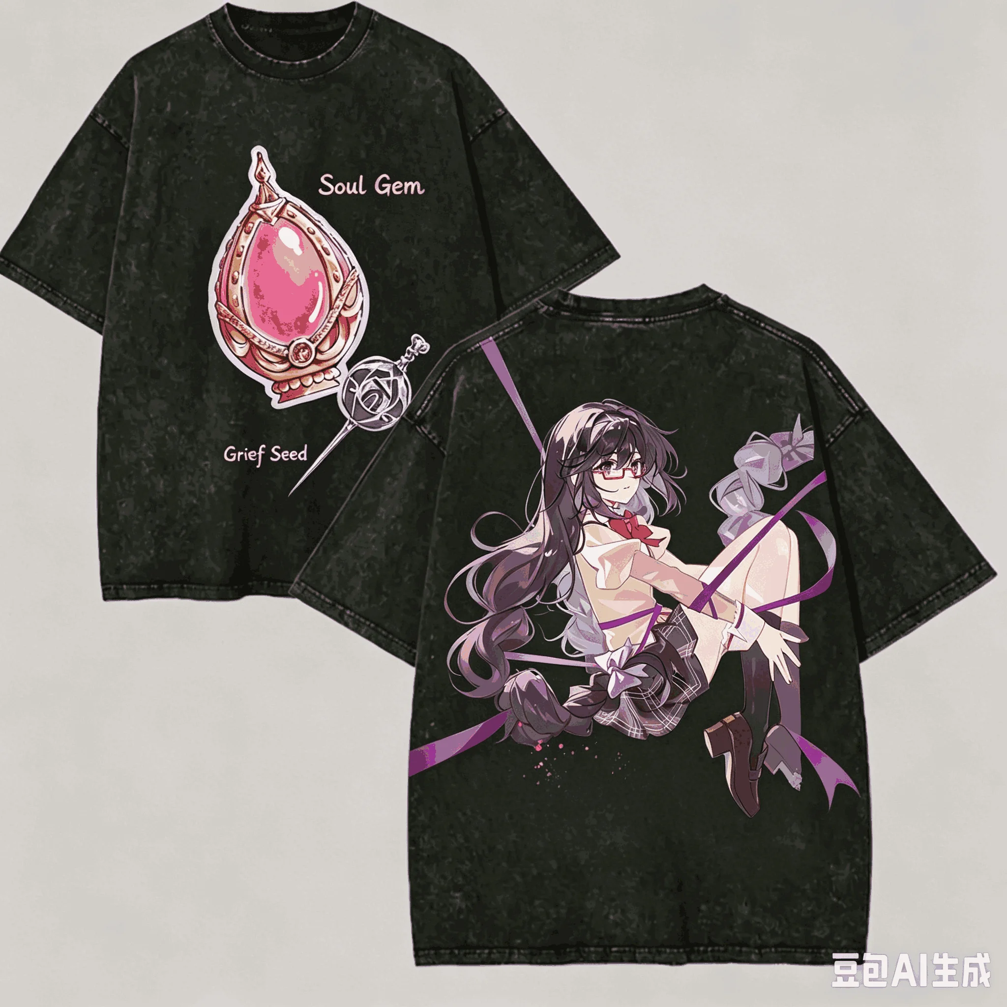 Puella Magi Madoka Magica Washed T-shirt Anime Lover Harajuku New Model Oversized Vintage Loose Streetwear Unisex Comfortable