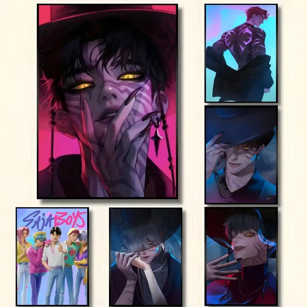 Anime KPop Saja Boys Posters High Quality Self-adhesive Wall Art Decorations Color Prints Sticky