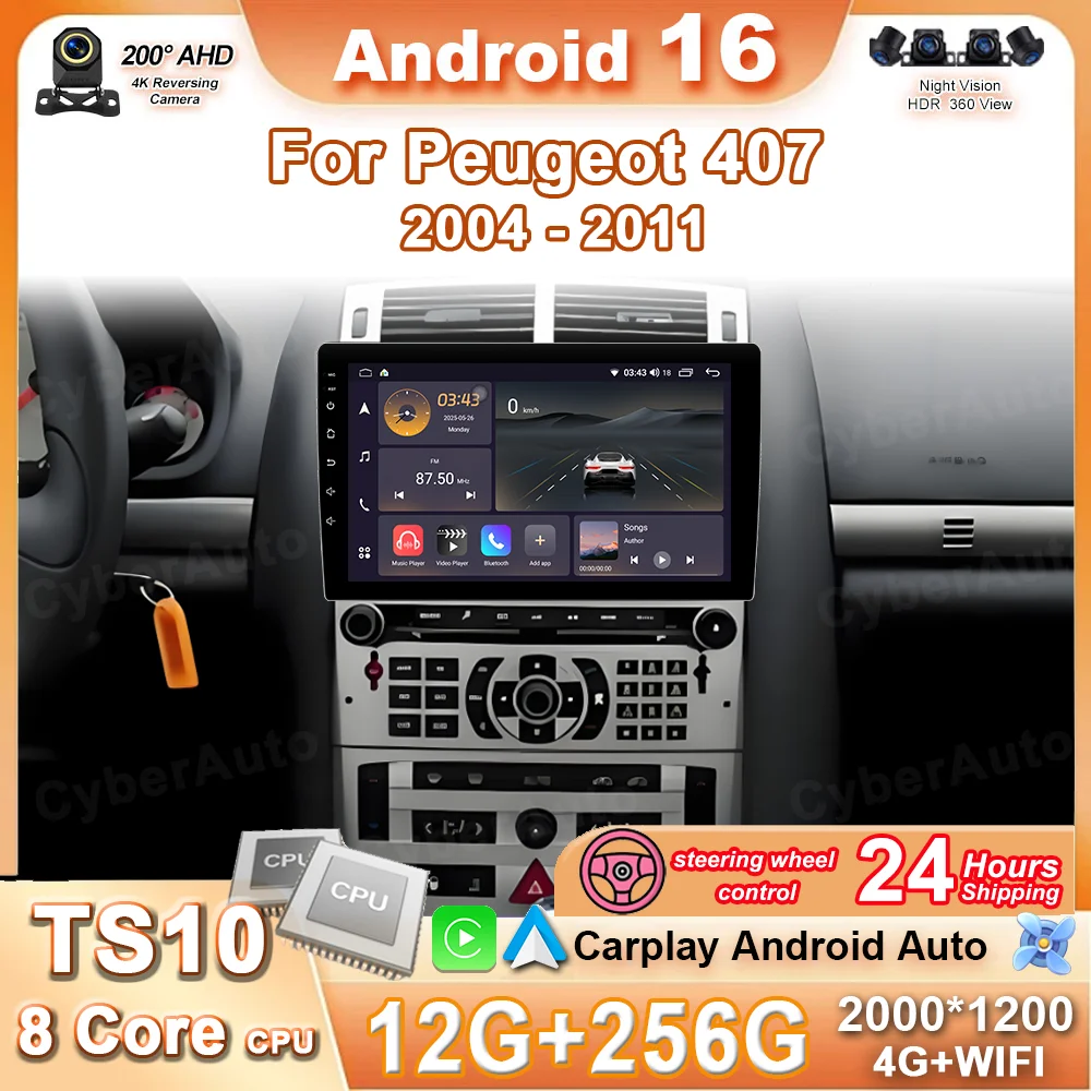 

Android Car Radio For Peugeot 407 2004 - 2011 Multimedia Android Auto Stereo Car GPS Autoradio Carplay No 2DIN BT Screen Player