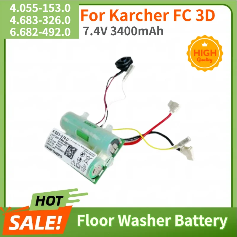 4.055-153.0 4.683-326.0 6.682-492.0 Battery 7.4V 3400mAh for Karcher FC 3D Floor Washer High Quality Replacement Battery