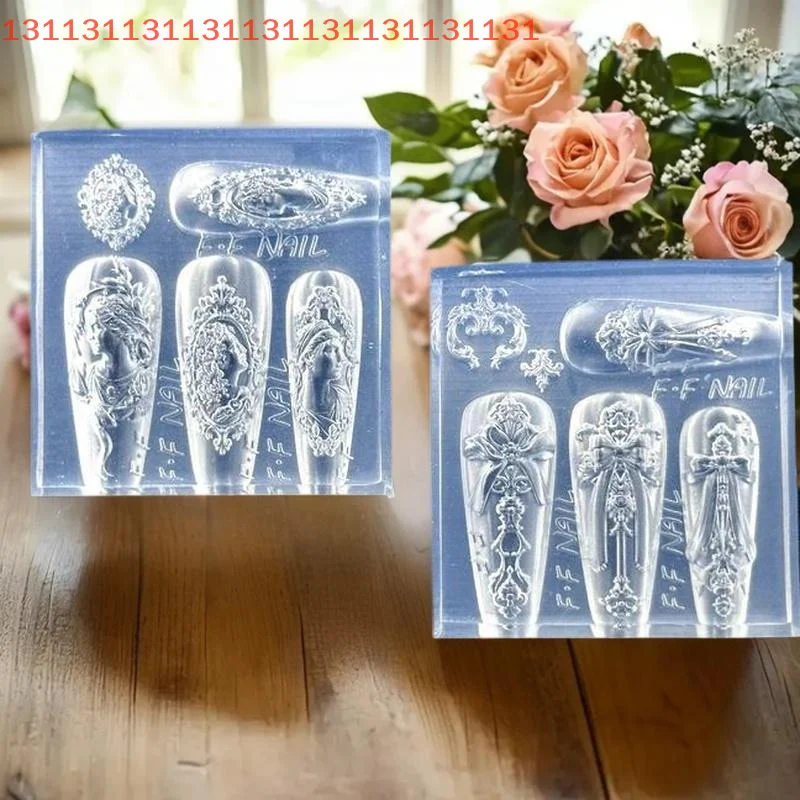 قالب شفاف ثلاثي الأبعاد لفن الأظافر، تصميم القوس DIY، إطار صورة الرمزية على الطراز الأوروبي، أداة سيليكون لتزيين المانيكير #5