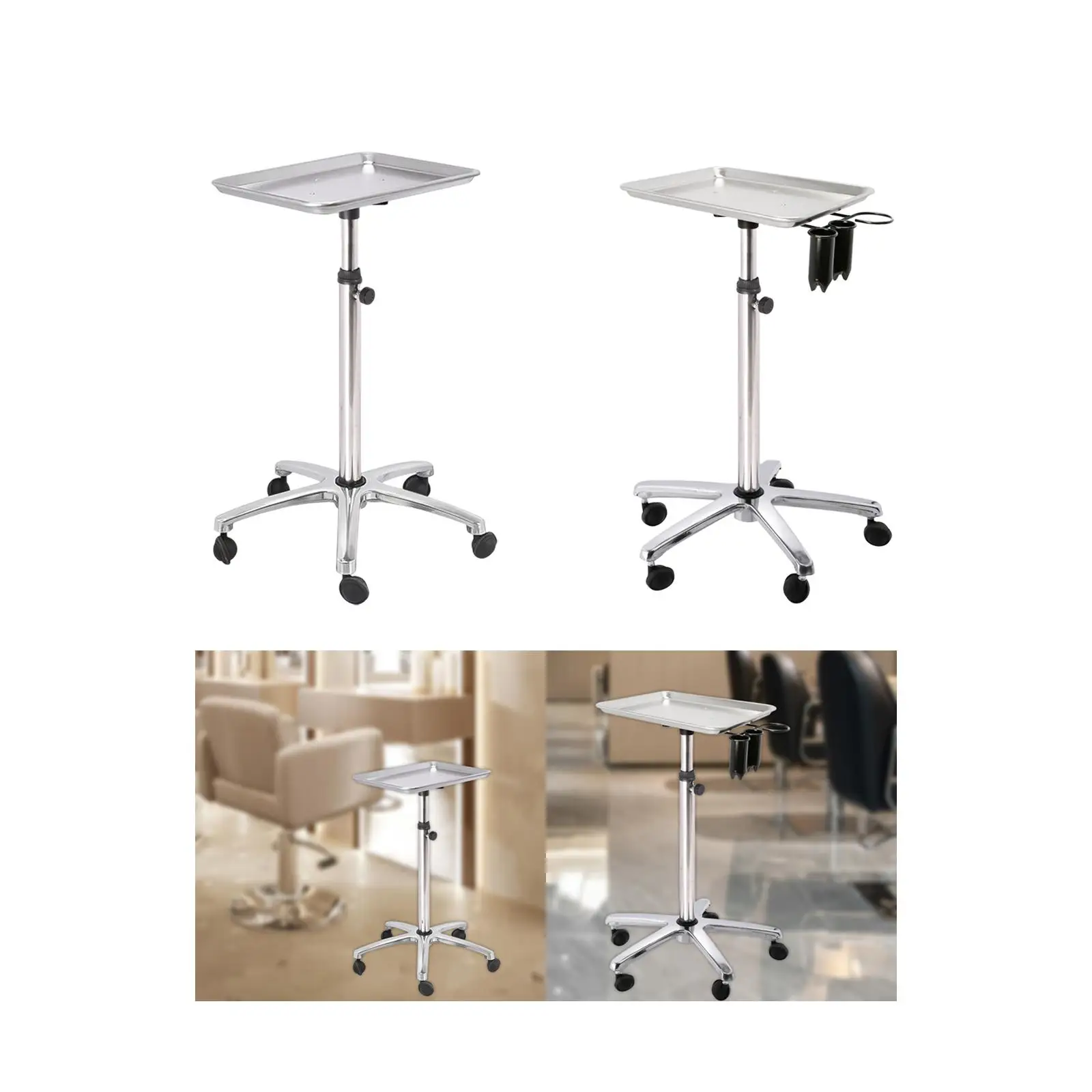 Hair Salon Rolling Cart Tray Hair Stylist Cart Instrument Tray Stand Salon Tray Cart on Wheels for Hairdresser Salons Studios