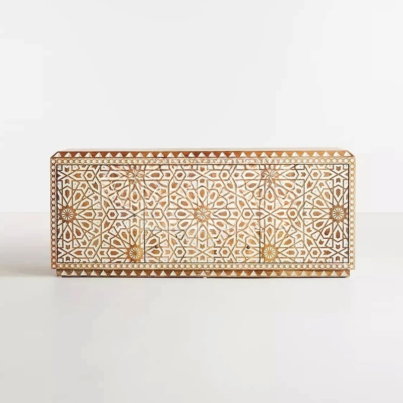 

French vintage all-solid wood sideboard bohemian log style decorative entryway cabinet designer entrance hall cabinet