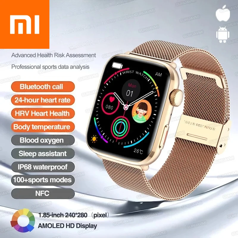 

2025 New For Xiaomi Smart Watch Men HD Bluetooth Call AMOLED Screen NFC Waterproof GPS Sport Health Tracker Smart bracelet Women