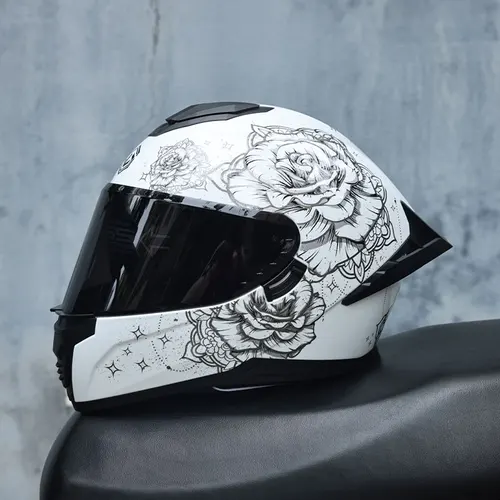 Casco de motocicleta, casco integral de doble lente para hombres y mujeres, coche deportivo de motocicleta, casco integral para todas las estaciones