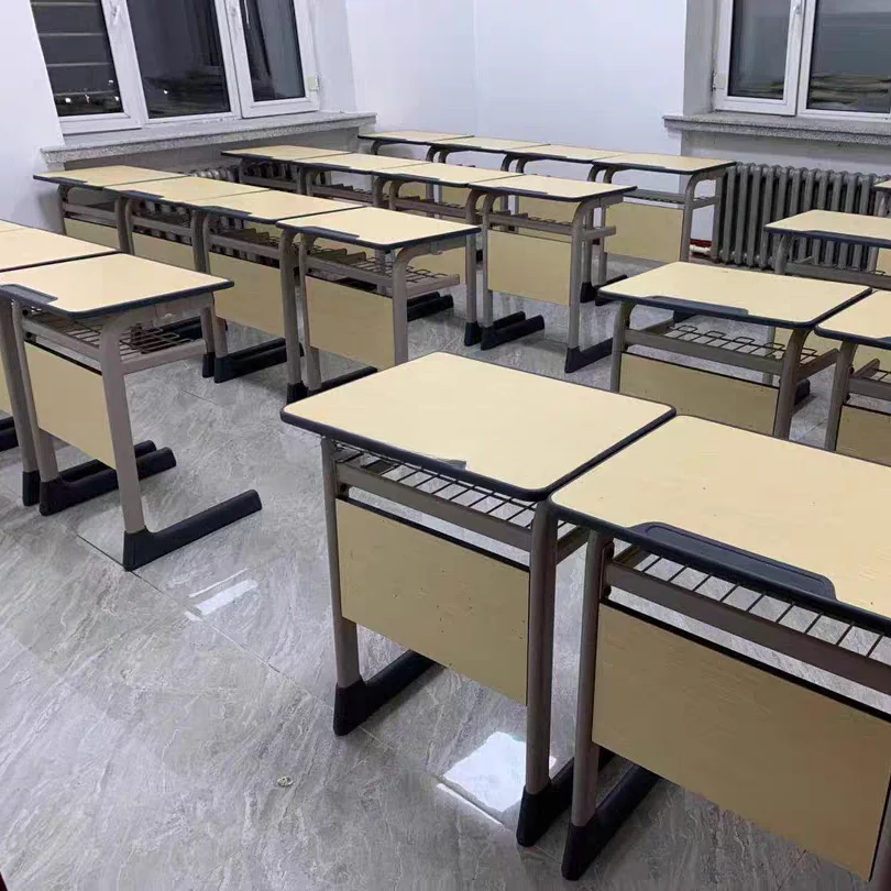 school furniture plastic plywood metal frame classroom student study desks and chair set for college adult