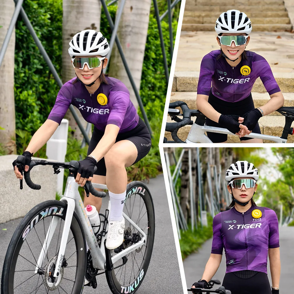 

X-TIGER женский велосипедный трикотаж для шоссейного велосипеда с коротким рукавом, дышащий, с защитой от ультрафиолета, велосипедный трикотаж, женская одежда, спортивные гонки
