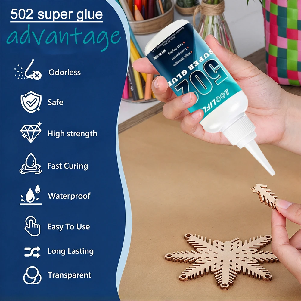 Super Glue Transparent Fast Drying High Strength Waterproof Glue for Plastic Wood Metal Glass Rubber DIY Repair 1-5Pcs Optional