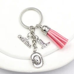 New Arrival Cowboy Cowgirl Hat Boots Keychain Keyring Car Key Holder Bag Charm Western Equestrian Jewelry Cowboy Cowgirl Gift