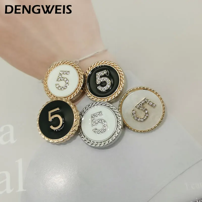 

Five Number Round Metal Luxury Sewing Accessories Button For Clothing Coat Jacket Accessory DIY Material Decoration 23mm 6pcs