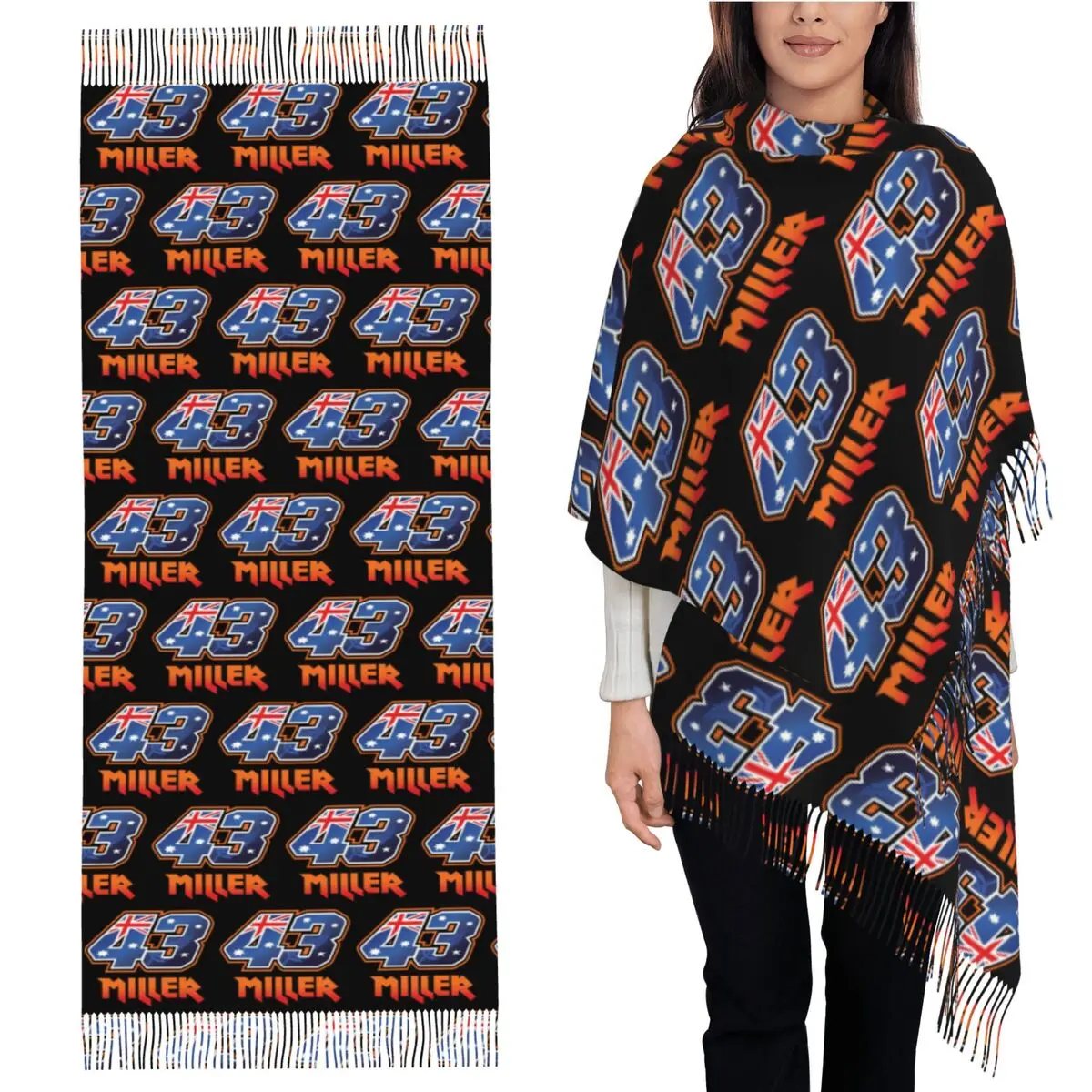 

Шарф с номером Джека Миллера, шарфы с кисточками, женские мягкие теплые шали и накидки, длинная осенне-зимняя шаль