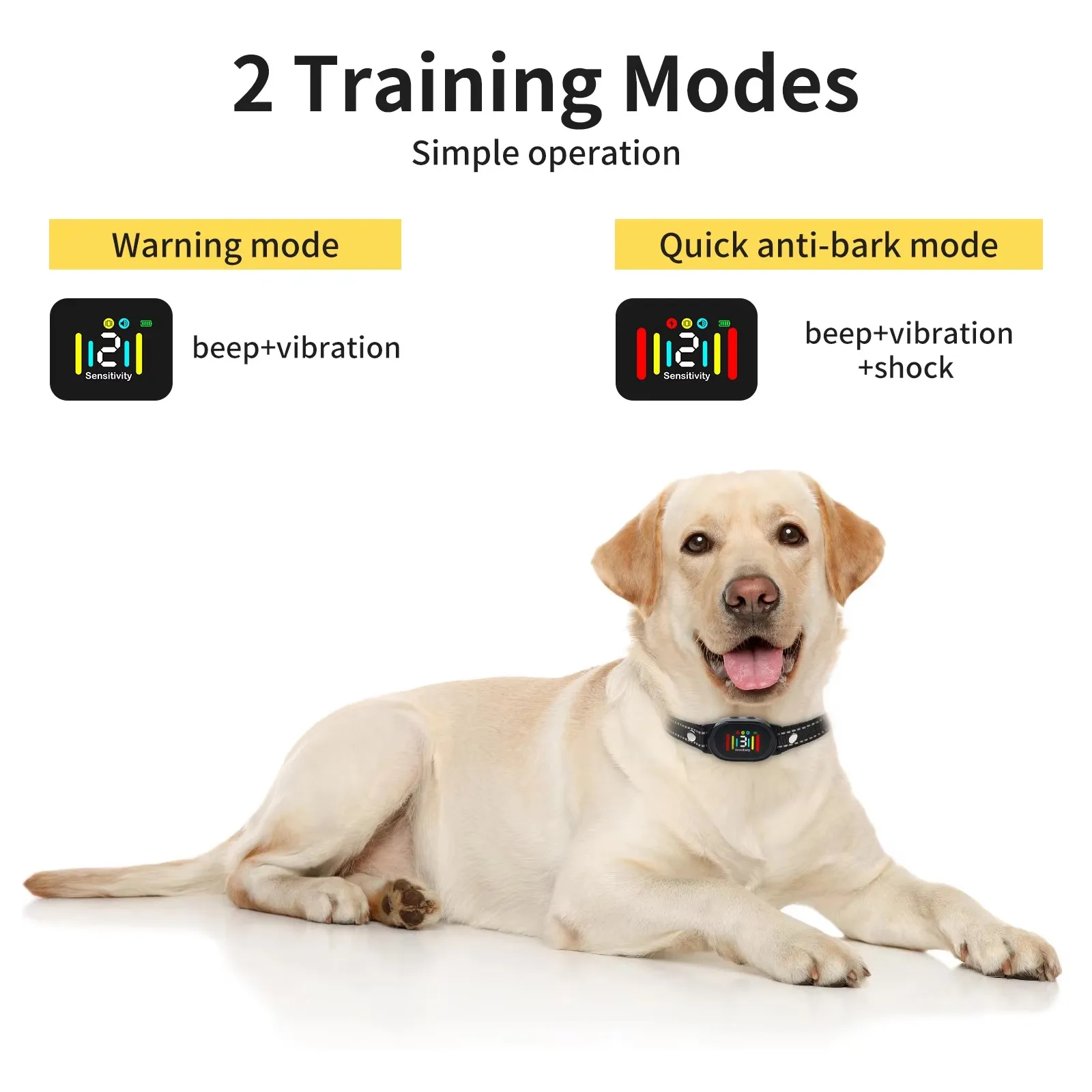 

Rechargeable Smart Dog Bark Collar Anti-Barking Dog Training Collar With 5 Sensitivity Beep Vibration Shock For for All Dogs