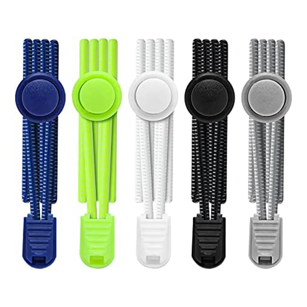 A27R-5 Pair No Tie Shoe Laces Reflective Elastic Lock Shoe Laces Elastic Cord Sports Laces One Size Fits All Adult And Kids Shoe