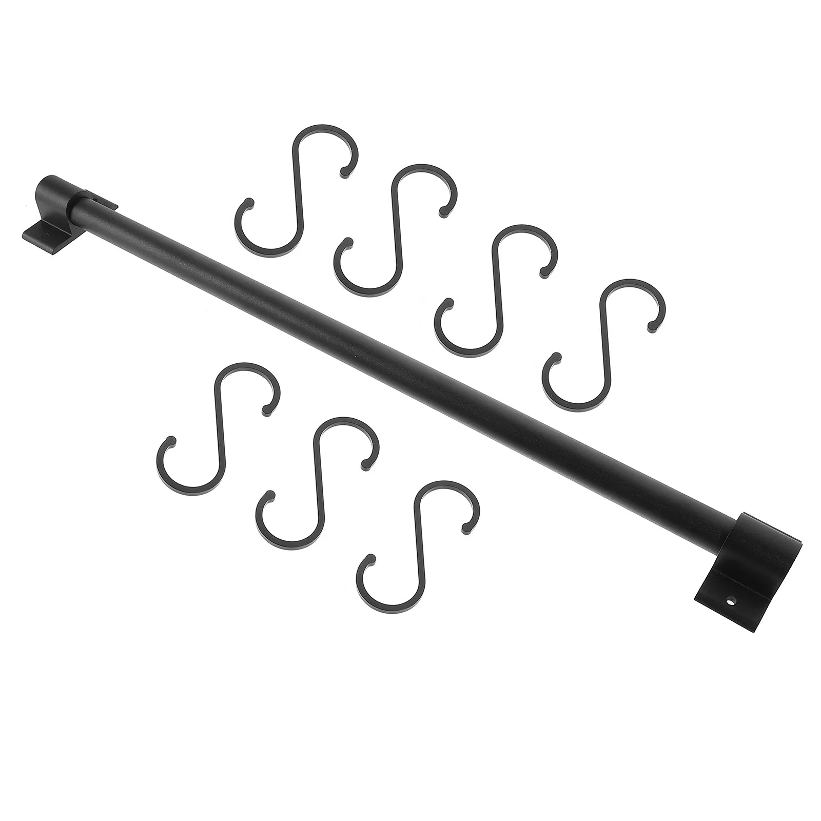 1Set Kitchen Storage Hanging Rack Holder Space Aluminum Wall-mounted Movable Hooks Multifunctional Kitchenware