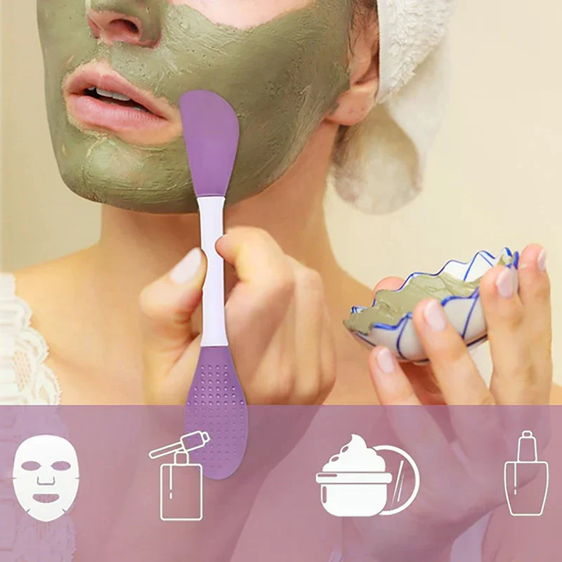 1 szt. Dwustronny silikonowy pędzel do masek na twarz, pędzel do masażu i czyszczenia twarzy, narzędzie do samodzielnego nakładania błotnych masek, skrobak do pielęgnacji twarzy, dropshipping