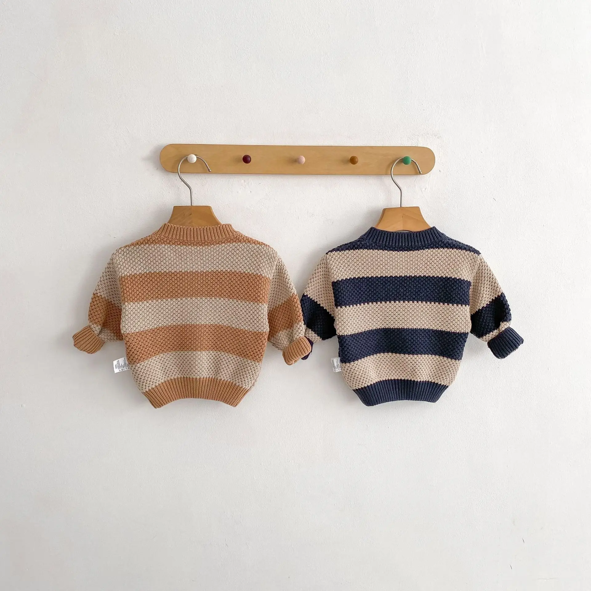 New Spring Style 0-3 Year Old Baby Boys and Girls Loose Striped Sweater Knitted Cardigan Versatile Sweater Jacket