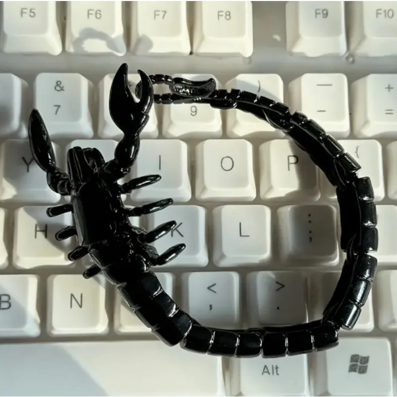 شخصية الإبداعية الهيب هوب الشرير الإسورة 2025 جديد قوي الأسود العقرب الحيوان التيتانيوم الصلب الرجال سوار مجوهرات هالوين #3