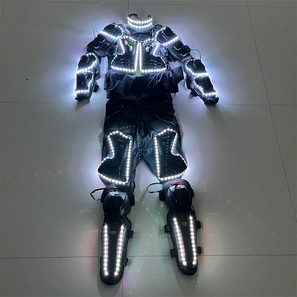 Cool Led Riding Armor Robot Costume Cycling RGB Laser Jacket Glasses Stage Dance Show Peerformance Cosplay nightclub clothing