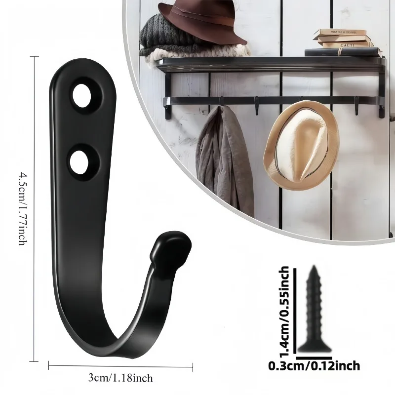 Robuste Metall-Wandhaken Rostfreie Eisenhaken mit Gratis-Schrauben für Handtücher, Hüte, Rucksäcke, Hundeleinen, Küche, Garage, Aufbewahrung – Detail 1