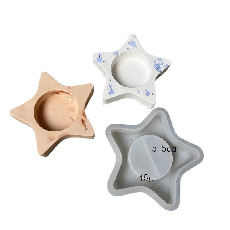 Molde de arranjo de velas, redondo, pentagrama, flor, castiçal quadrado, moldes de resina de gesso