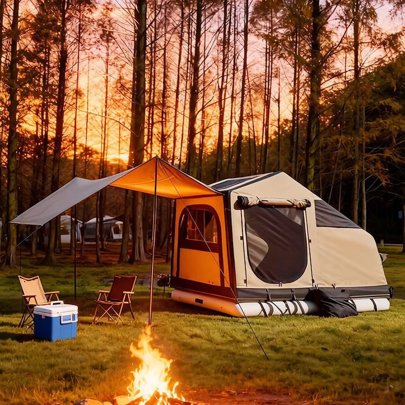 Auto Parts 4x4 Off-Road Overland 4-Season Waterproof Oxford Inflatable Rooftop Tent Double-Layer Ridge For SUV Pickup