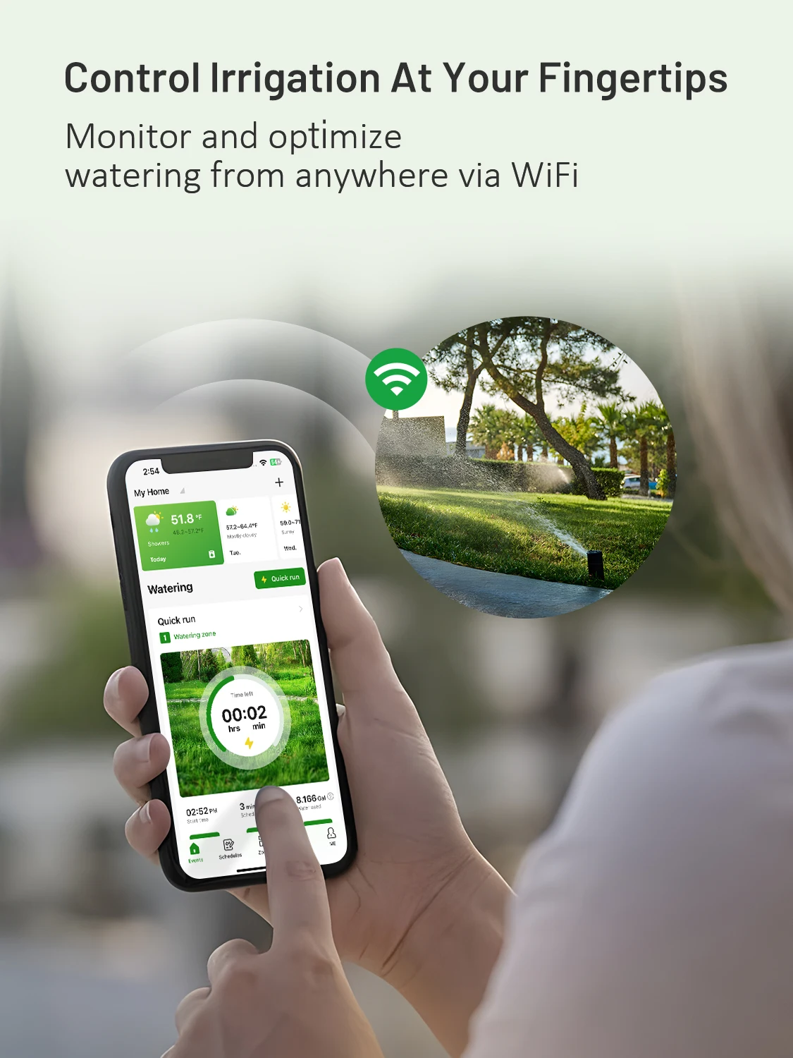 HSC-800W WiFi Sprinkler Controller with Smart Weather Skips,  Water Hammer Protection for Lawn, Garden, Court
