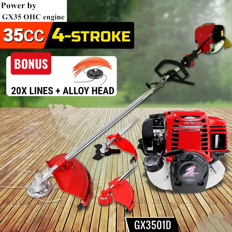 

2 in 1 Grass Cutter with 4 Stroke GX35 Engine Brush Cutter Petrol Strimmer Tree Pruner with Bicycle Handle