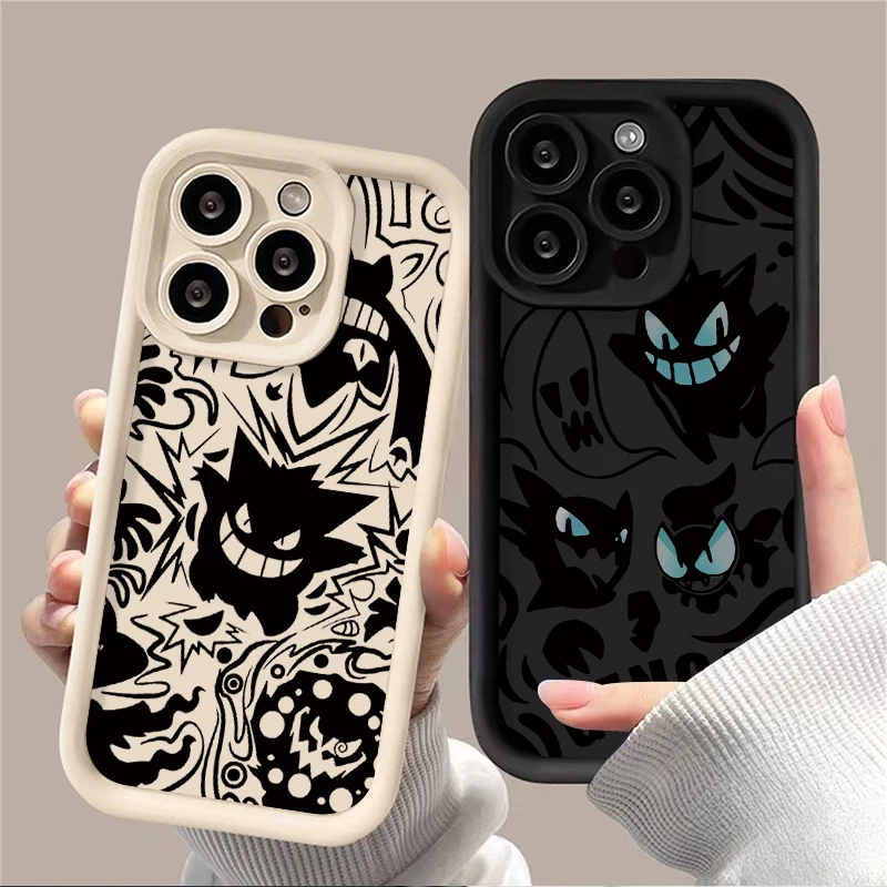 Luxury Pokemon Gengar Phone Case for Samsung Galaxy A12 A22 A32 A52 A52S A72 A24 A13 A23 A11 A15 A05 A05S A55 A35 A25 Soft Cover