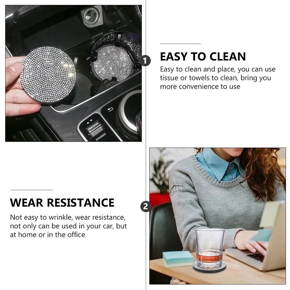 

2pcs PVC Car Cup Holder Non-Slip Mat Heat Resistant Universal Fit for Vehicle Office Home Coasters for Car