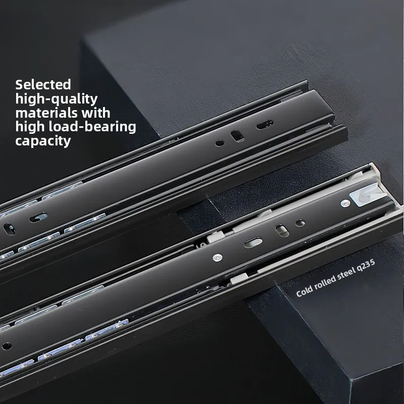 Silent three-section guide rail, press self-elastic free handle slide rail Home slide accessories Small parts