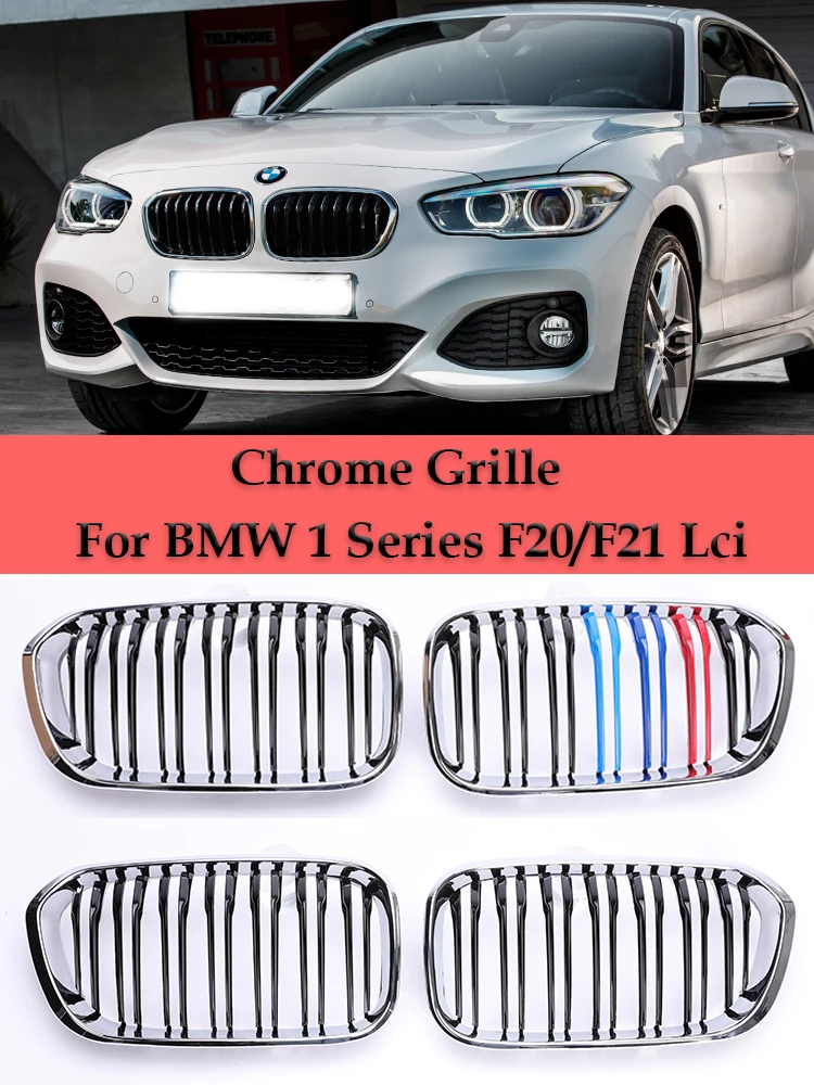 

Хромированная серебряная рамка с черными решетками цвета M для BMW 1 серии F20 F21 LCI Facelift 2015-2019 года 116D 118D M135i