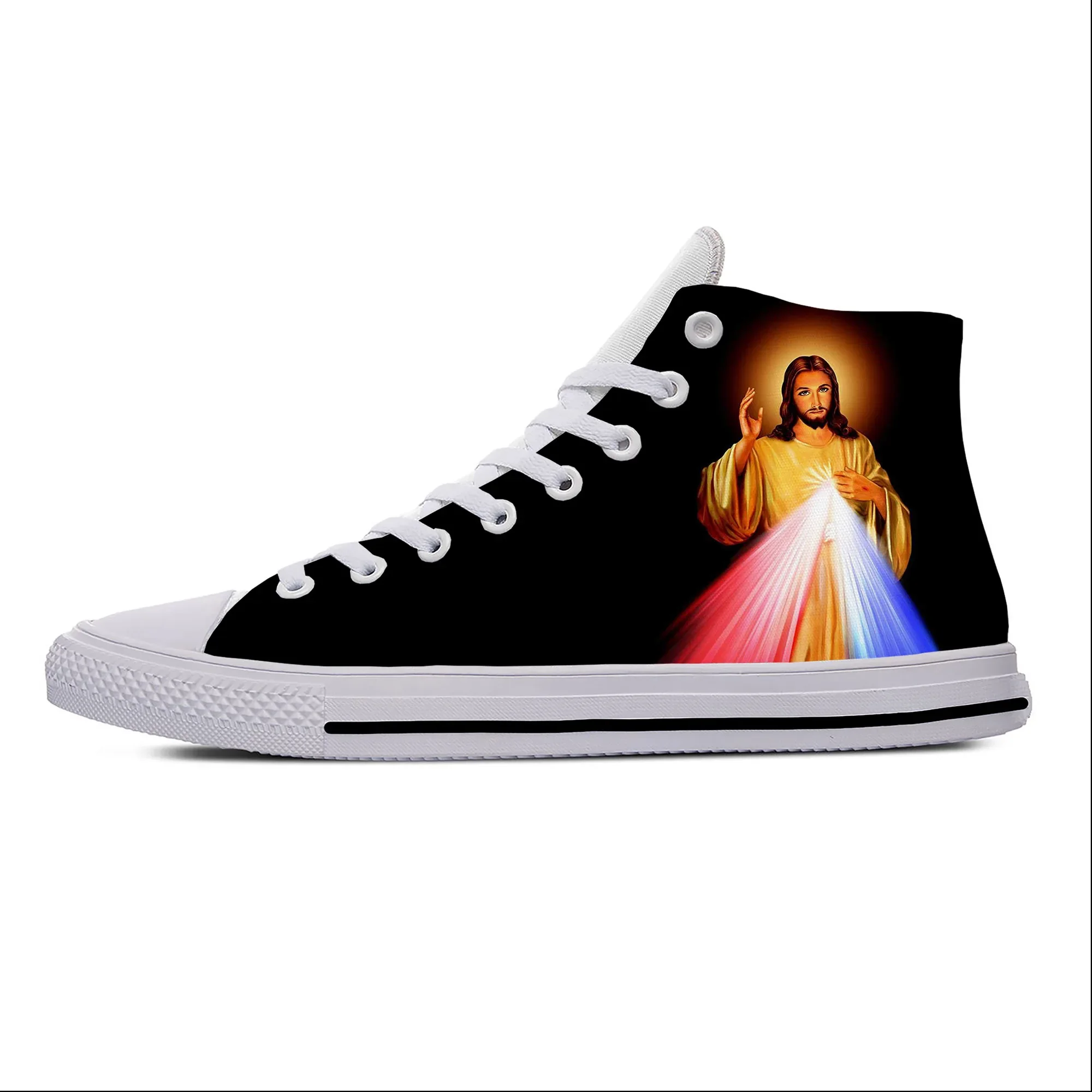 

Christian God Jesus Christ Jesucristo Lord Funny Casual Cloth Shoes High Top Lightweight Breathable 3D Print Men Women Sneakers