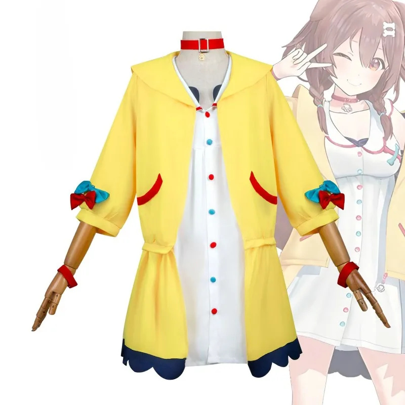 

ANIME Inugami Korone Cosplay Costume VTuber Tail Women Cute Dress Skirt Coat Uniform Accessories Halloween Carnival Party Set