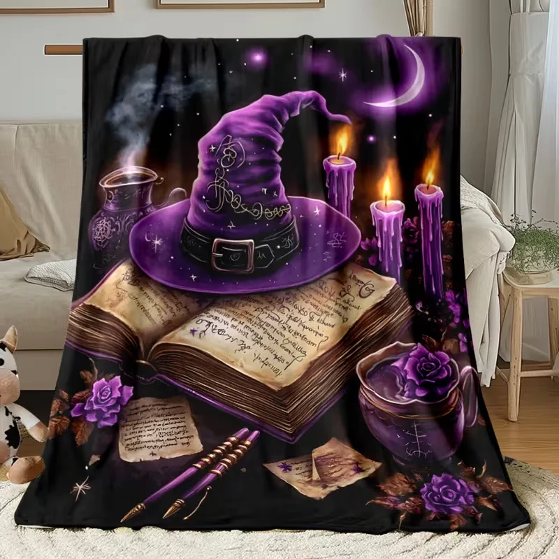 1pc Witch Theme Artwork Portable Blanket-Lightweight Home Furnishings Bedding Blanket Travel Camping Living Rooms Offices Sofas