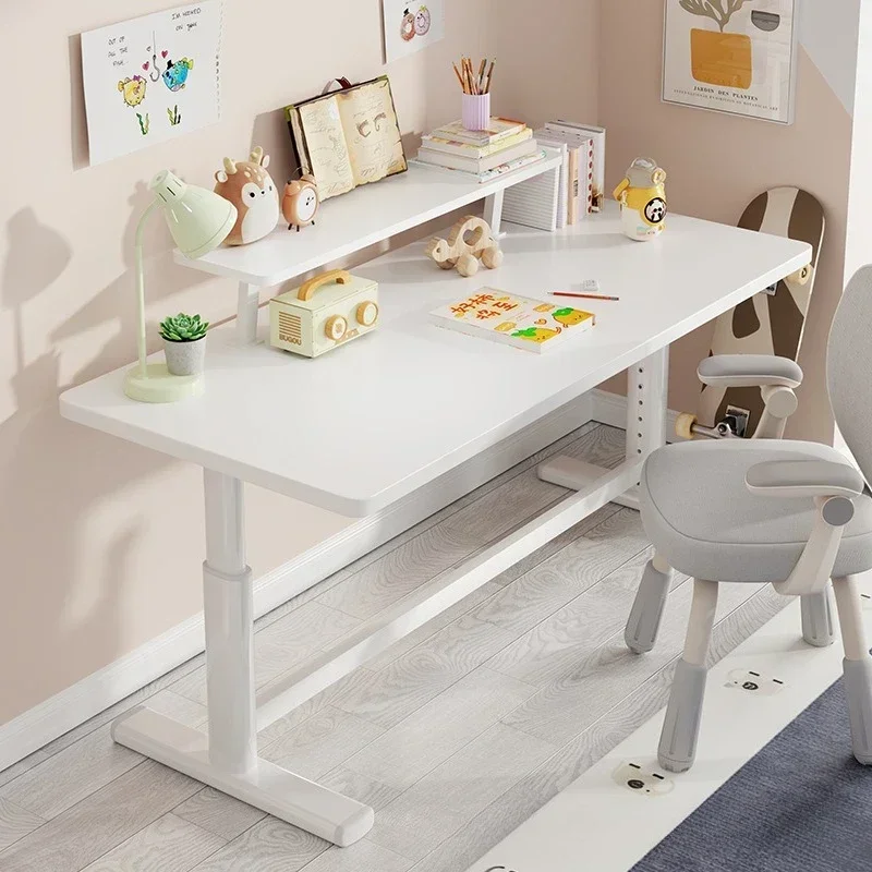 Lifting Computer Desk Office Learning Writing With Bookshelf Large White Table Writing Desk Game E-sports Table