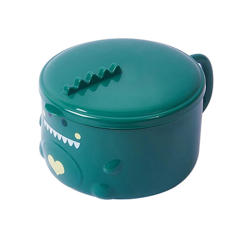 Cuenco de fideos de dinosaurio de dibujos animados, cuenco multiusos, cuencos de sopa de gran capacidad de acero inoxidable, hueco de doble capa