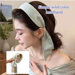 Girls Solid Color Hair Bands Wide Vintage Hair Accessories High Quality French Style Satin Ribbon Headbands