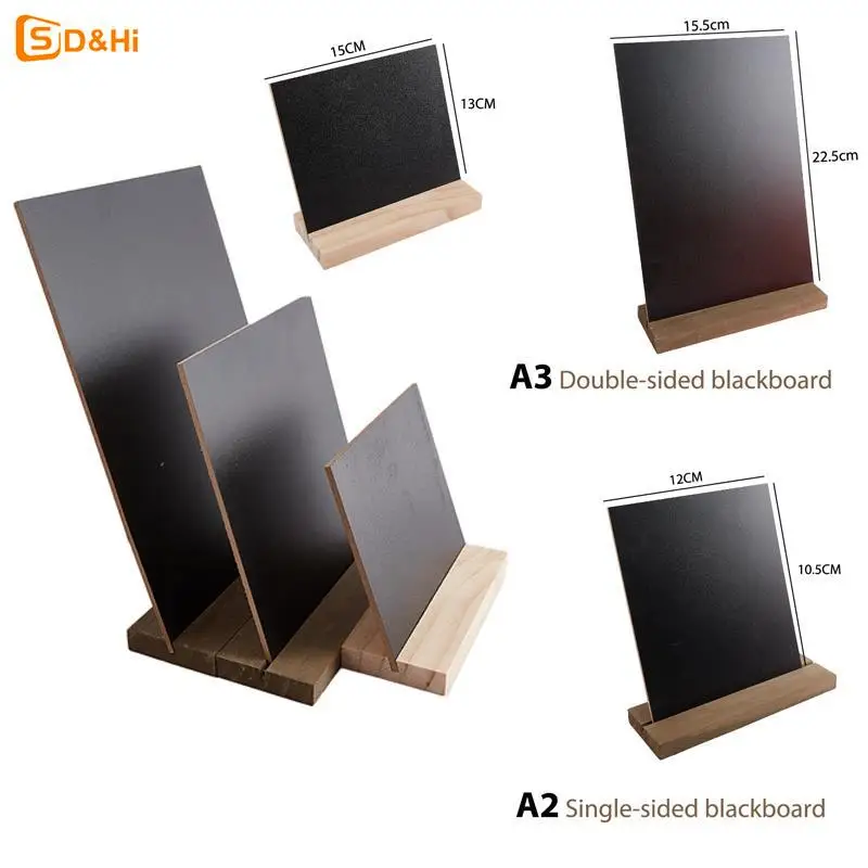 Message Board Display Sign Wooden Base Price Tag Black Chalkboards Memo Bar