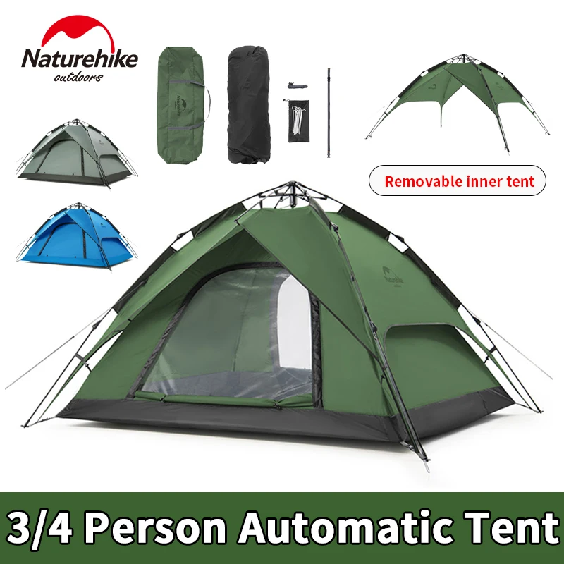 

Naturehike Automatic Tent 3-4 Person Camping Outdoor Picnic 210D Quick Open One-touch Pole Waterproof Double Door Awning Tent