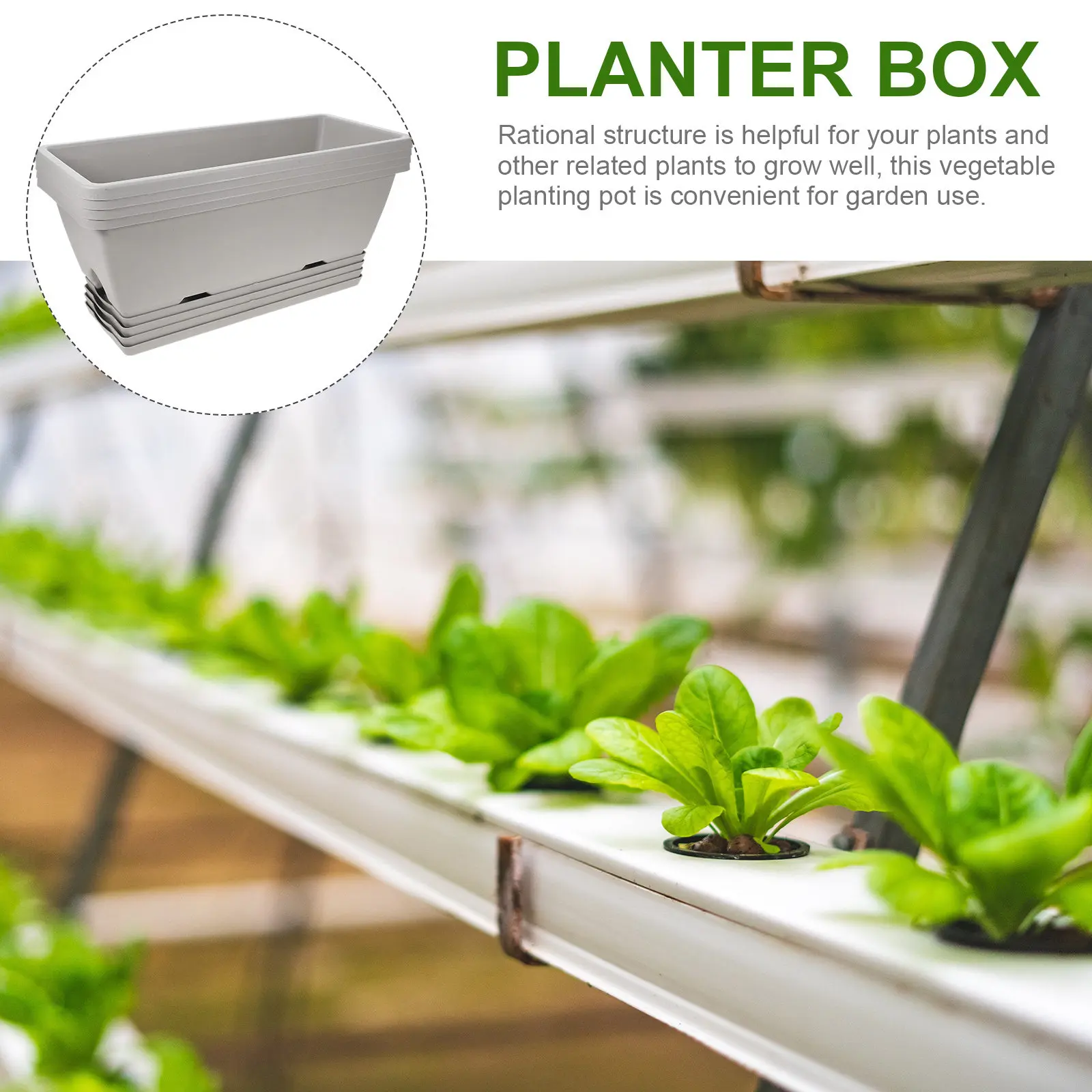 

4Sets Vegetable Planting Pot with Tray Rectangular Windowsill Planter Box for Indoor Outdoor Garden Use Flower Plant Pots