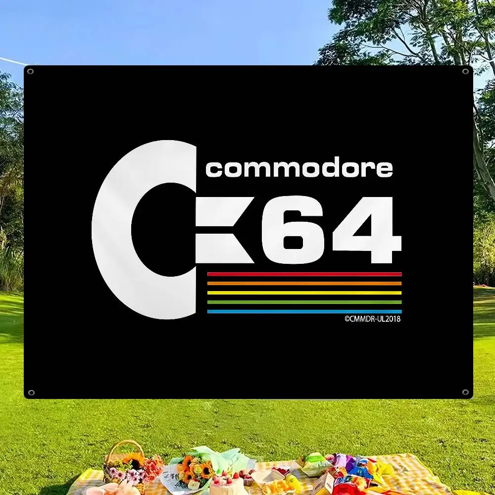 C-Commodore 64 Logo Cartoon Flag Art Science Fiction Room Home Decor Wall Hanging Home Decor Banner