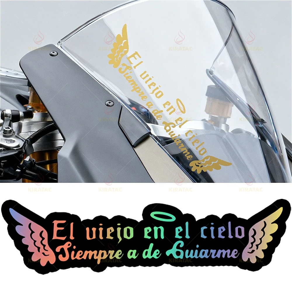 Heilendes Engel-Element, spanischer Motorrad-Aufkleber, wasserdicht, für Verkleidung, Kraftstofftank, Kofferraum, Fenster, Roller, universelle Vinyl-Aufkleber