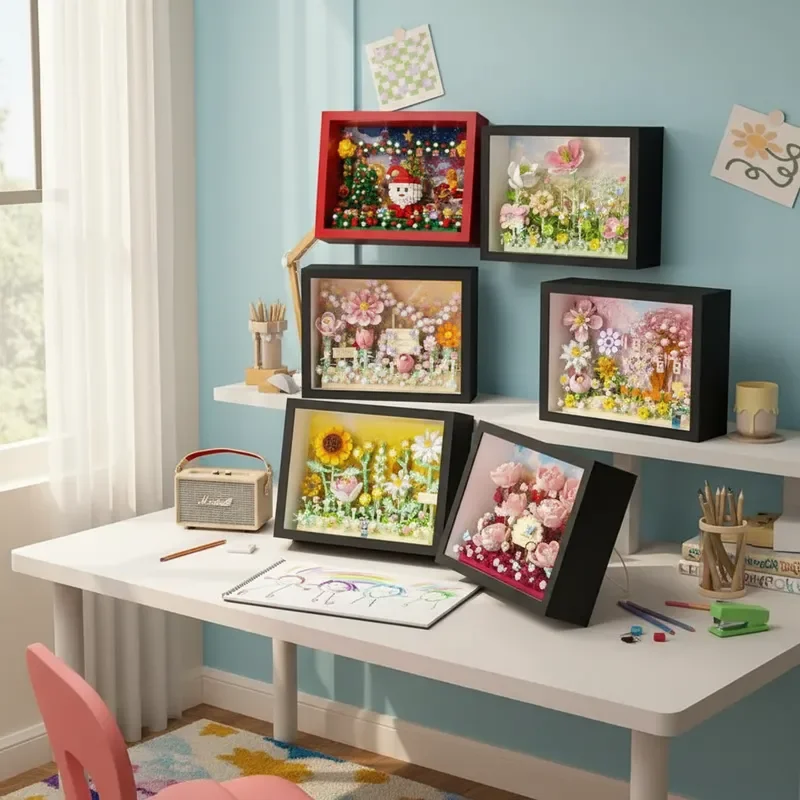 

NEW Creative 3D Flower Frame Building Blocks ,DIY Flower Puzzle ,Background Board ,Home Decor Gift