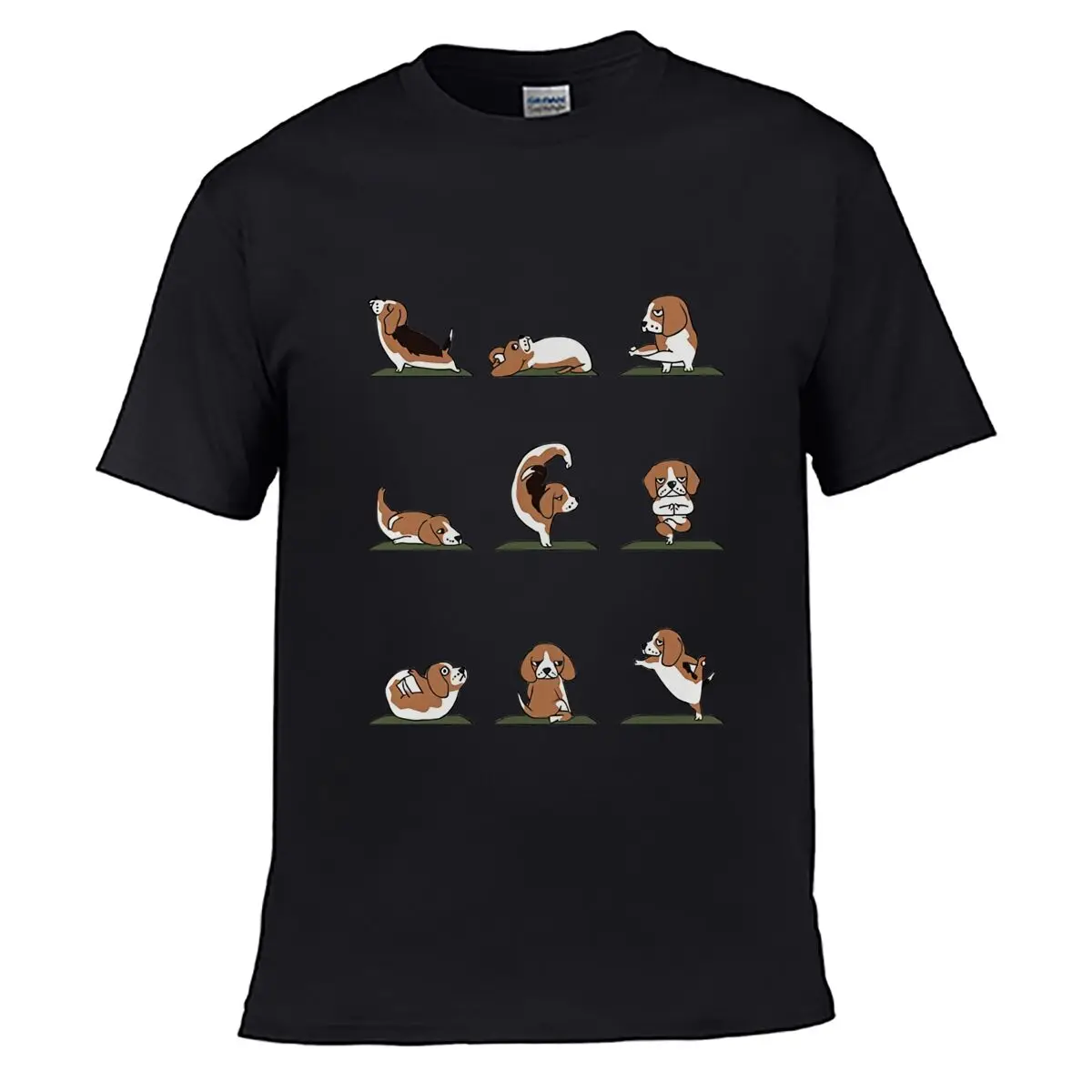 Beagle Yoga Art Graphic Street Distressed Washed Loose Simple Tee