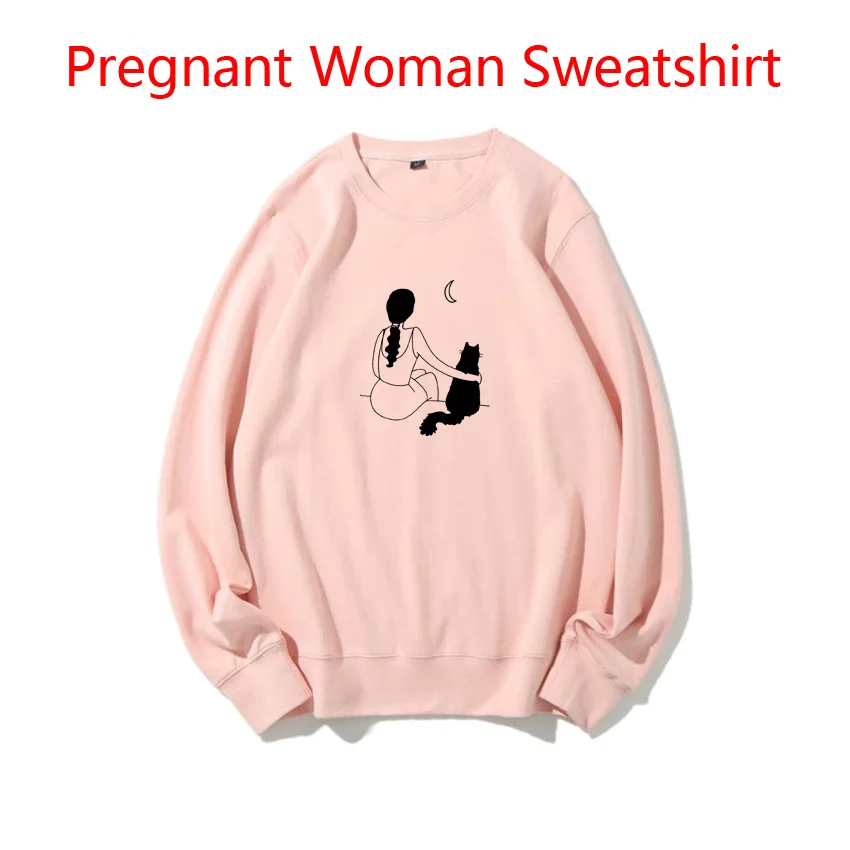 Cat Appreciate Month Pullover Maternity Woman Versatile Sweatshirt Backing Fashion Korean Version Pregnant Woman Sweaters Idea