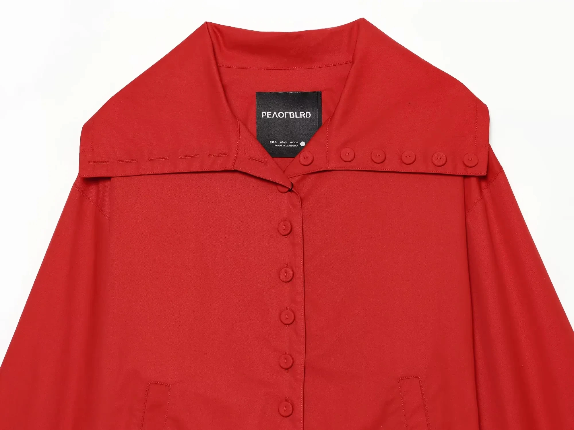 KONDALA Vintage Casual Chic Women Red Solid Coat Turn-down Collar Single Breasted Long Sleeve Straight Tops Fashion 2026 Coat