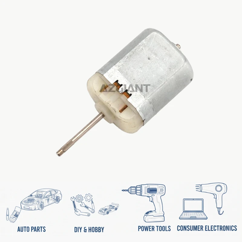 AZGIANT Micro Motor DC 12V 56mm Axis Knurled Shaft Copper Carbon Brush Low Noise Stable Operation DIY Toy Special Offer