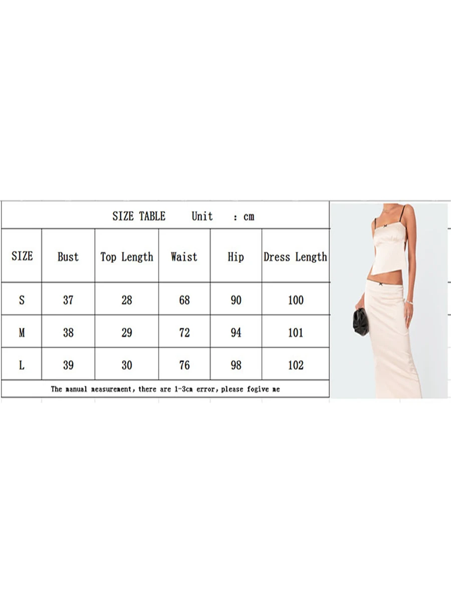 여성용 섹시한 스커트 세트, 민소매 백리스 타이업 크롭탑, 바디콘 롱 펜슬 스커트, 2 피스 의상, Y2k 스트리트웨어, 여름