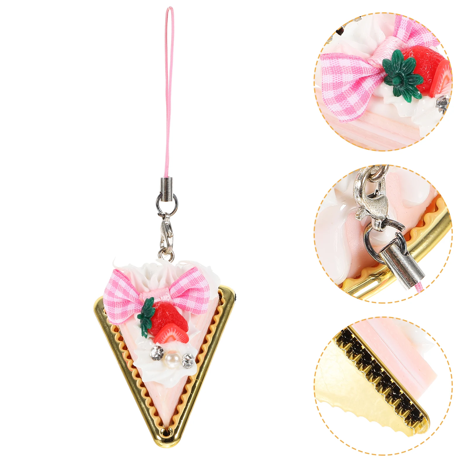 5pcs Strawberry Cake Key Chain PVC Lightweight Durable Funny Child Artificial Ring Bright Small Protect Keys Bag