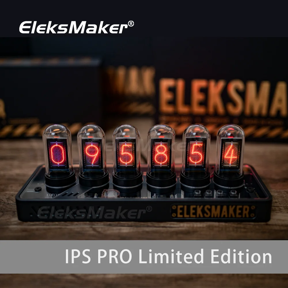 EleksMaker Steins jam gerbang elektrik IPS PRO PR1 PR2 PR3 tabung Nixie Digital dekorasi meja rumahan elektronik 6-Bit RGB Retro aluminium